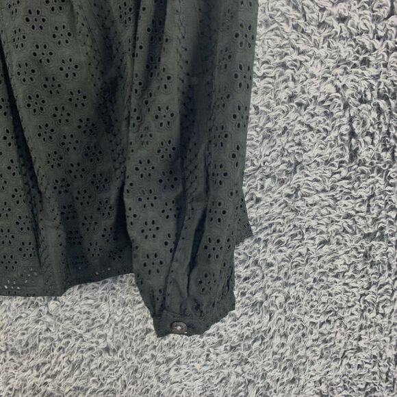 Madewell Peasant Top Eyelet Black Long Bubble Sleeve XS Boho Oversized - Picture 9 of 9